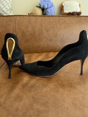 Sergio Rossi Black Suede Heel Shoes